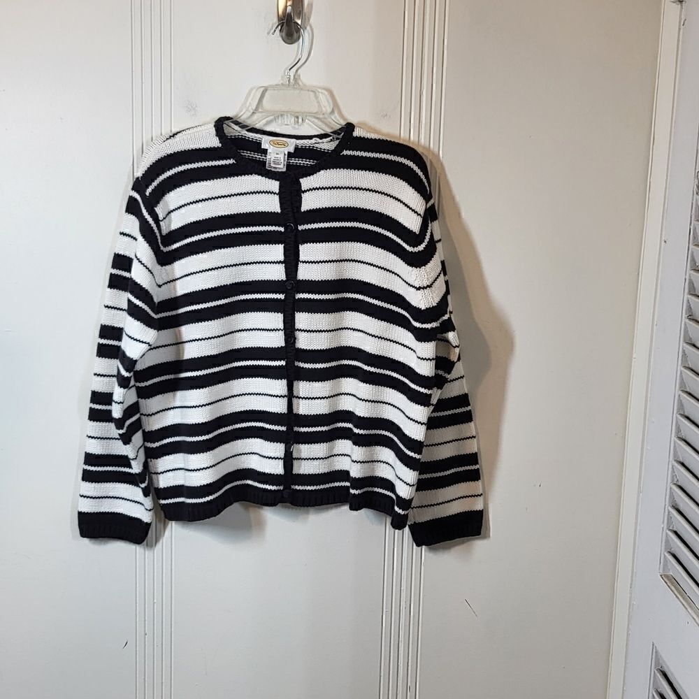 Plus Size Talbots Black & White Cardigan Sweater
